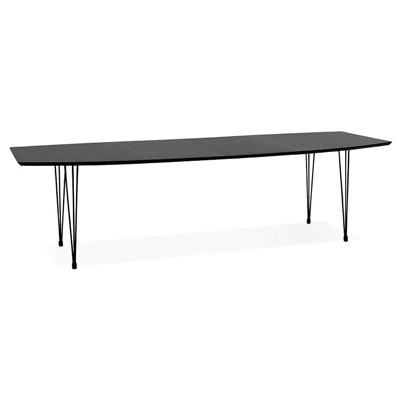 Dining table design with extensions LOANA in wood and metal (100 x 170-270 x 73 cm) (black) - image 39625