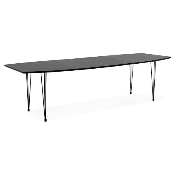 Dining table design with extensions LOANA in wood and metal (100 x 170-270 x 73 cm) (black) - image 39628