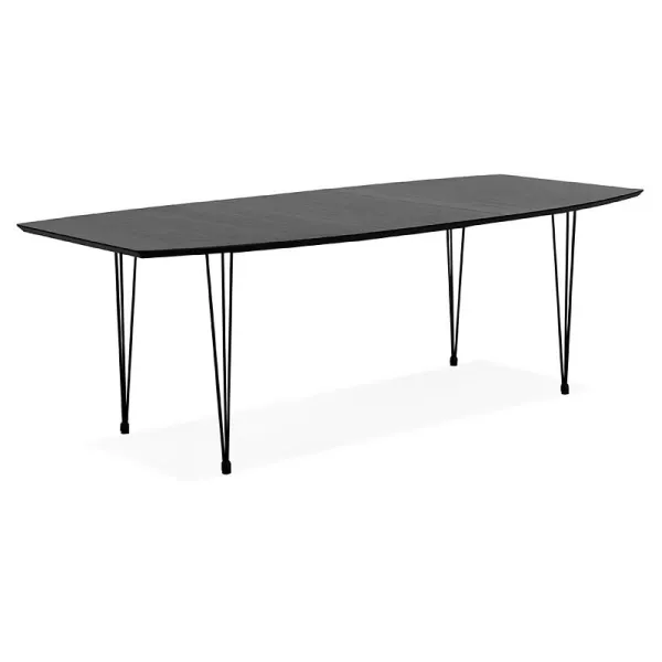 Dining table design with extensions LOANA in wood and metal (100 x 170-270 x 73 cm) (black) - image 39632