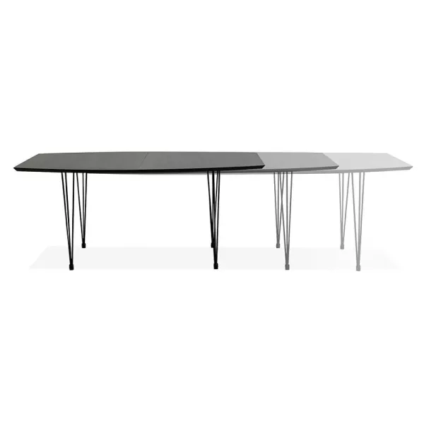 Dining table design with extensions LOANA in wood and metal (100 x 170-270 x 73 cm) (black) - image 39637