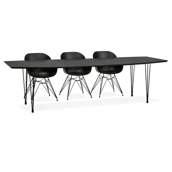 Dining table design with extensions LOANA in wood and metal (100 x 170-270 x 73 cm) (black) - image 39645