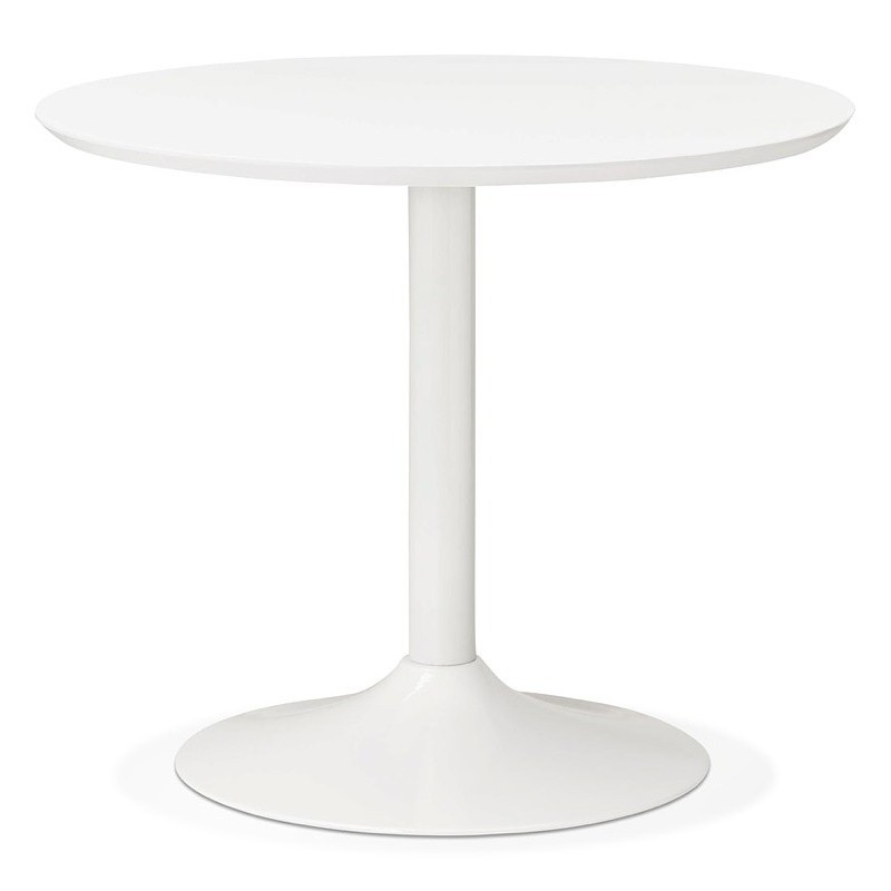 Table round dining Scandinavian design or Office MAUD in MDF and painted metal (Ø 90 cm) (white) - image 39671