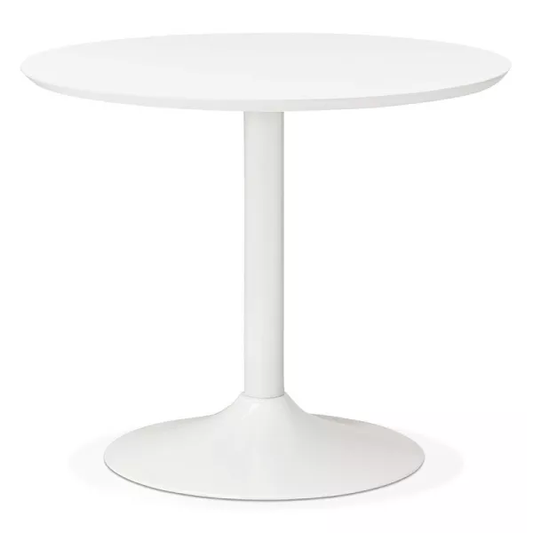 Table à manger ronde design scandinave ou bureau MAUD en MDF et métal peint (Ø 90 cm) (blanc) - image 39671