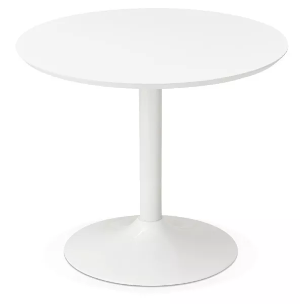 Table à manger ronde design scandinave ou bureau MAUD en MDF et métal peint (Ø 90 cm) (blanc) - image 39672