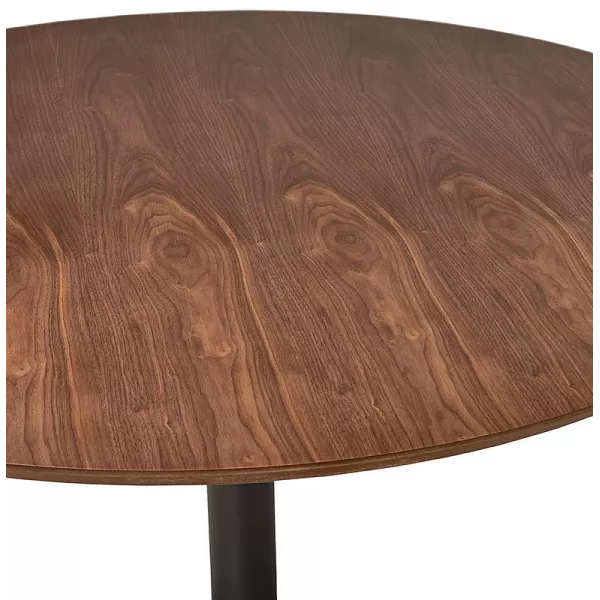 Tisch rund essen Scandinavian Vintage oder Büro MAUD in MDF und lackiertem Metall (Ø 90 cm) (Black Walnut) mit assoziieren Moder