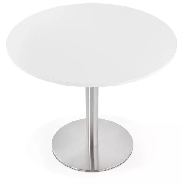 Mesa de comedor diseño o Oficina CARLA aglomerado de madera y metal cepillado (O 90 cm) (blanco, cepillado de acero) - image 397