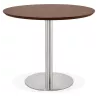 Table round dining design or Office COLINE in MDF and brushed metal (Ø 90 cm) (Walnut, brushed steel) - image 39770