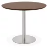 Table round dining design or Office COLINE in MDF and brushed metal (Ø 90 cm) (Walnut, brushed steel) - image 39771