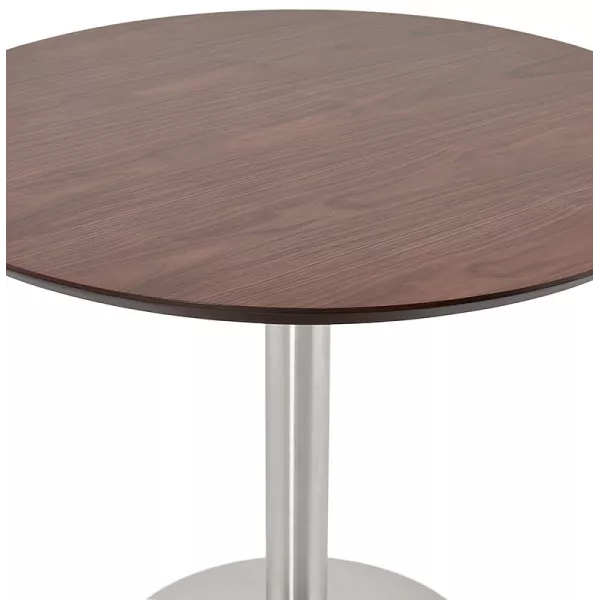 Table round dining design or Office COLINE in MDF and brushed metal (Ø 90 cm) (Walnut, brushed steel) - image 39773