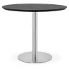 Table à manger ronde design ou bureau COLINE en MDF et métal brossé (Ø 90 cm) (noir, acier brossé) - image 39778