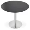 Table à manger ronde design ou bureau COLINE en MDF et métal brossé (Ø 90 cm) (noir, acier brossé) - image 39780