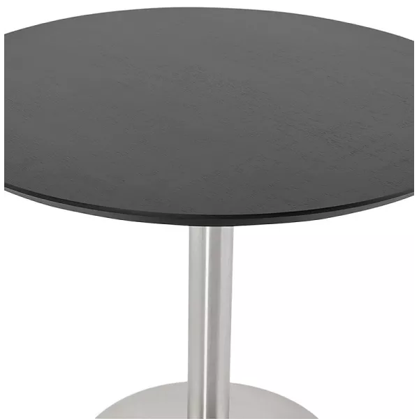 Table à manger ronde design ou bureau COLINE en MDF et métal brossé (Ø 90 cm) (noir, acier brossé) - image 39781