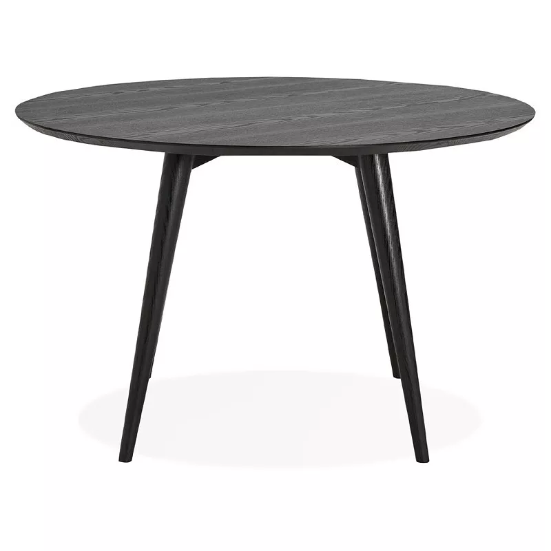 Tabla de cena redonda diseño SOFIA (Ø 120 cm) (negro acabado ceniza) asociarse con Mesa de comedor de cuero contemporánea