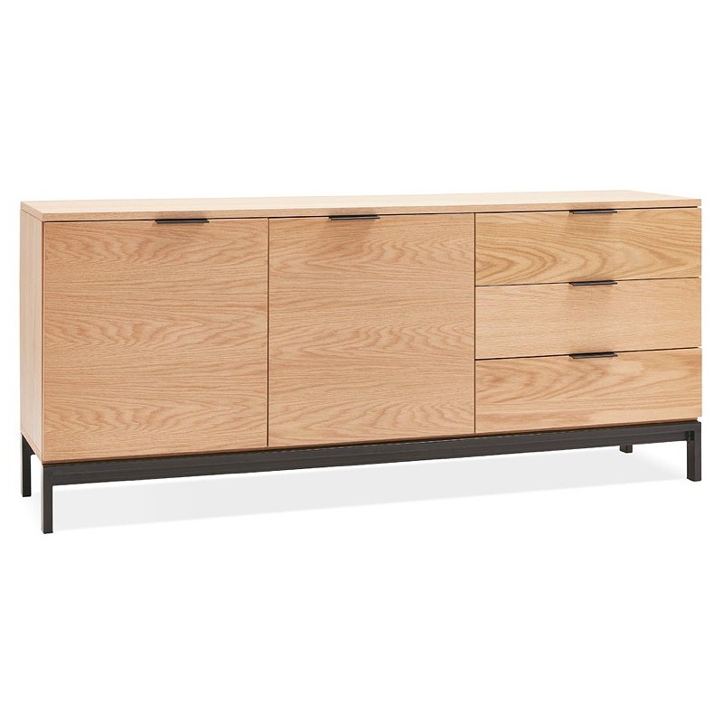 Buffet design row 2 doors 3 drawers AGATHE in wood (oak, natural) - image 40012