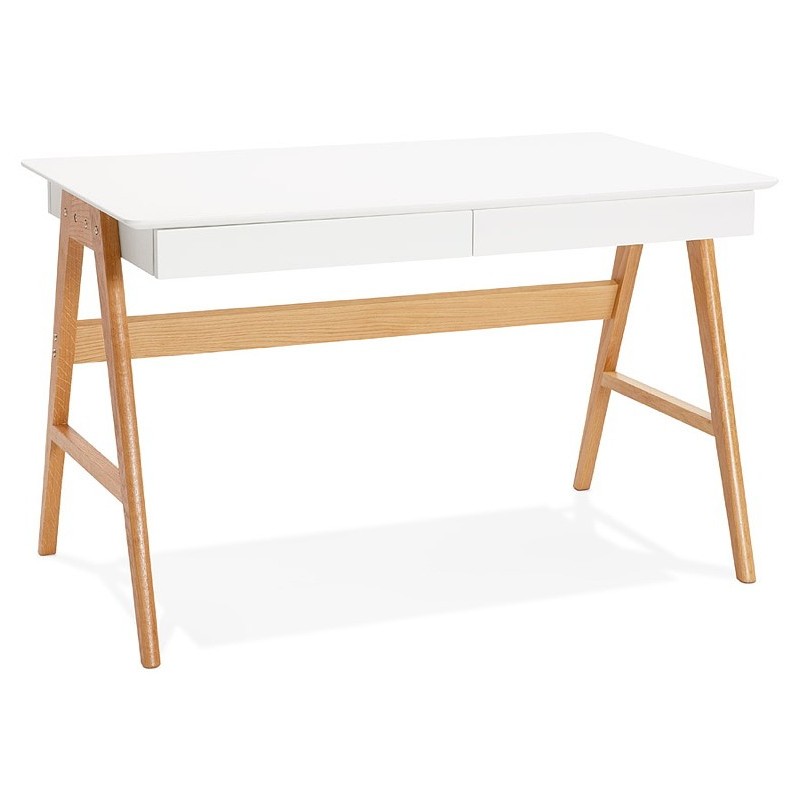 Bureau droit scandinave ELOISE en bois (blanc mat) - image 40216