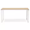 Bureau droit design BOUNY en bois pieds blanc (160 X 80 cm) (naturel) à associer à Bureau Design Contemporain Rembourrées Pour U