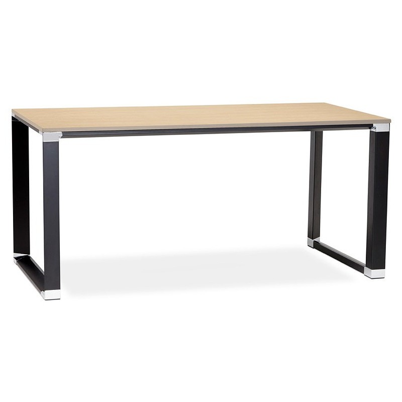 Bureau droit design BOUNY en bois pieds noirs (naturel) - image 40243