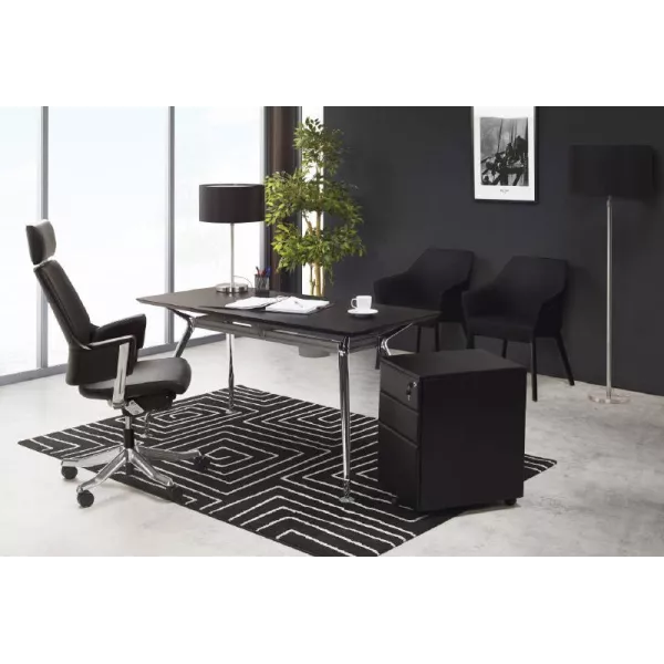 Ergonomic design office CUBA (black) leather armchair - image 40428