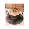 Round dining table vintage style Scandinavian SOFIA (Ø 120 cm) wood (Walnut) to associate with Modern Dining Room Table And High