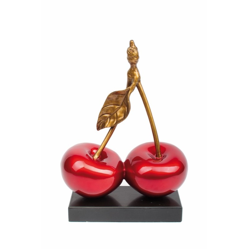 Statue sculpture décorative design CERISE DOUBLE en résine H46 cm (rouge) à associer à Objets De Decoration Pliantes Pratiques E