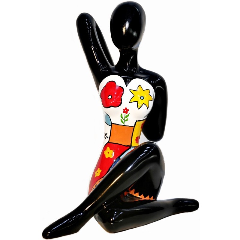 Design decorative sculpture woman sitting statue in resin H54 cm (multicolor) - image 40946