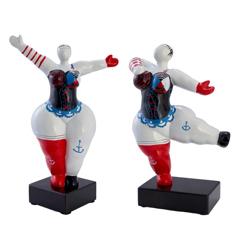 Set of 2 Bull design sculptures in resin (multicolor)