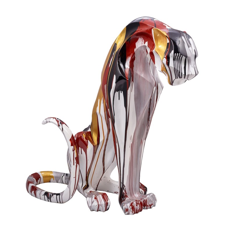 Statuette design decorative sculpture Panther Savannah resin H100 (multicolor) to associate with Scandinavian Decorative Objects