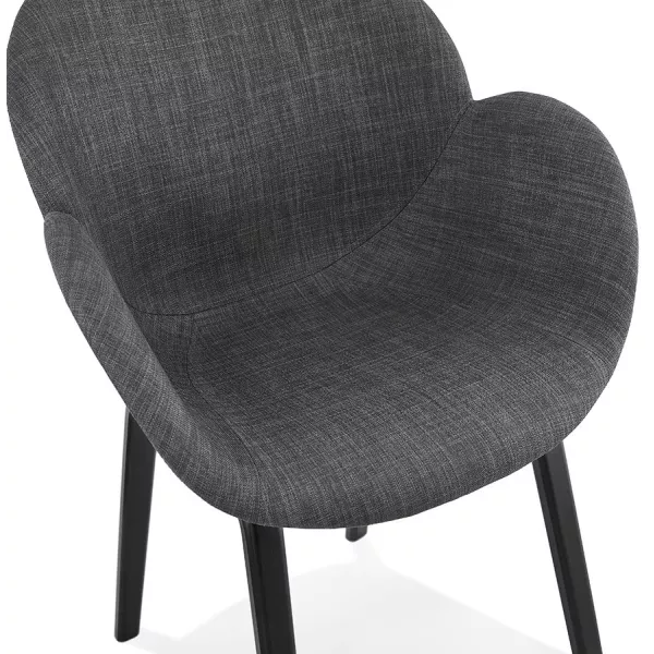 Chaise design scandinave avec accoudoirs CALLA en tissu pieds couleur noire (gris anthracite)