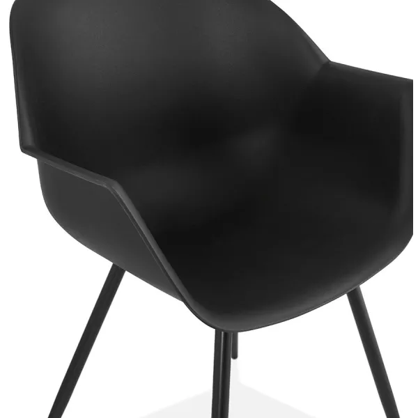 Scandinavian design chair with COLZA armrests in polypropylene (black) to associate with Rattan Chairs For A Natural Style