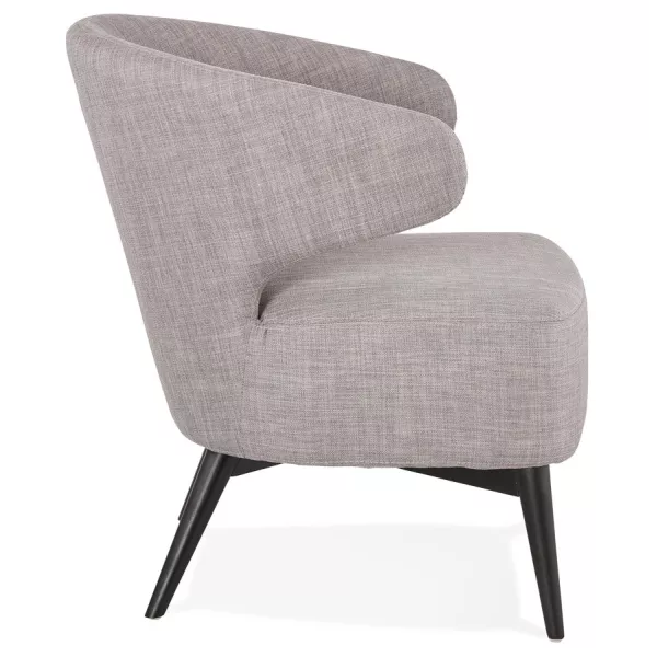 Fauteuil design YASUO en tissu pieds bois couleur noire (gris clair)