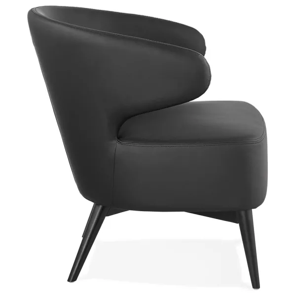 Fauteuil design  YASUO en polyuréthane pieds bois couleur noire (noir)