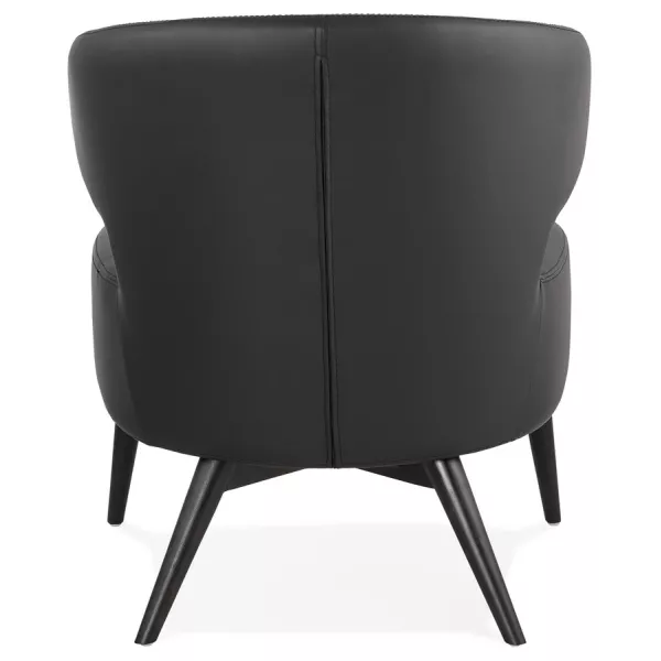 Fauteuil design  YASUO en polyuréthane pieds bois couleur noire (noir)