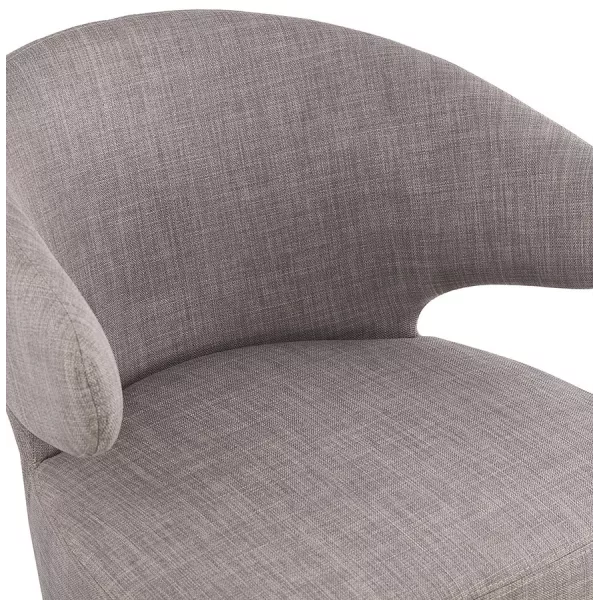 Fauteuil design YASUO en tissu pieds bois couleur naturelle (gris clair)