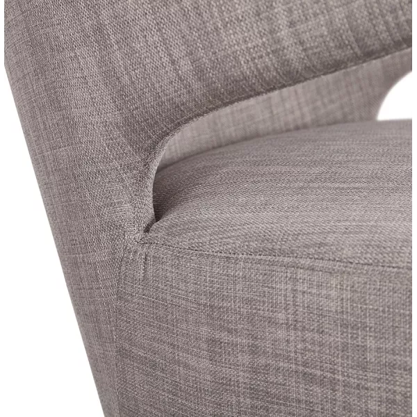 Fauteuil design YASUO en tissu pieds bois couleur naturelle (gris clair)