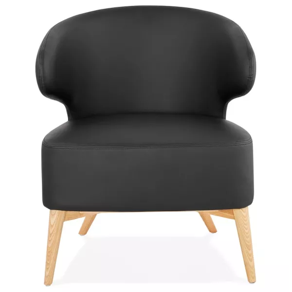 Fauteuil design YASUO en polyuréthane pieds bois couleur naturelle (noir)