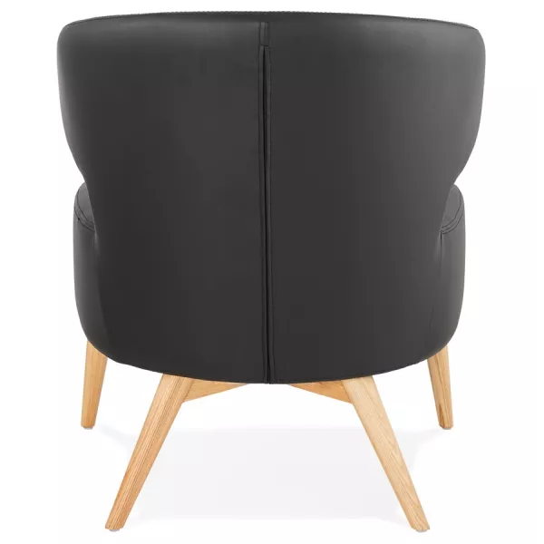 Fauteuil design YASUO en polyuréthane pieds bois couleur naturelle (noir)