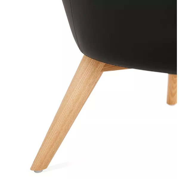 Fauteuil design YASUO en polyuréthane pieds bois couleur naturelle (noir)