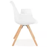 Chaise design scandivave avec accoudoirs ARUM pieds bois couleur naturelle (blanc)