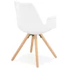 Chaise design scandivave avec accoudoirs ARUM pieds bois couleur naturelle (blanc)