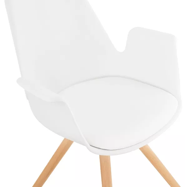 Chaise design scandivave avec accoudoirs ARUM pieds bois couleur naturelle (blanc)