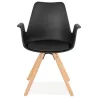 Chaise design scandivave avec accoudoirs ARUM pieds bois couleur naturelle (noir)