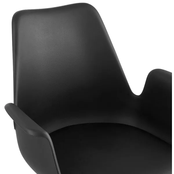 Chaise design scandivave avec accoudoirs ARUM pieds bois couleur naturelle (noir)