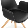 Chaise design scandivave avec accoudoirs ARUM pieds bois couleur naturelle (noir)