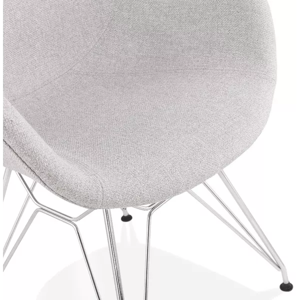 TOM industrial style design chair in chrome metal foot fabric (light grey) to associate with Designer Chairs For Dining Room