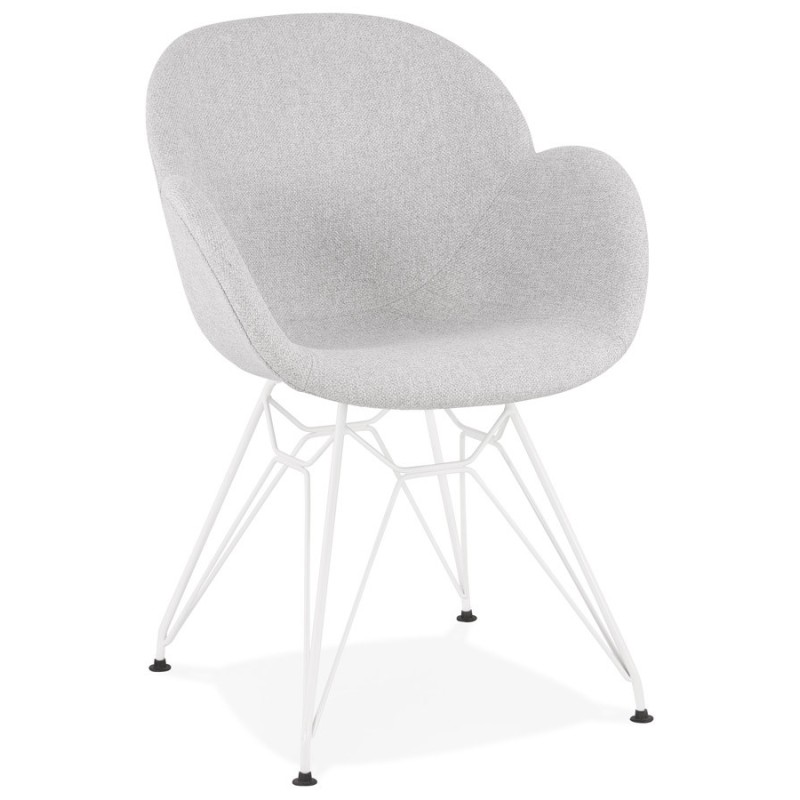 Silla de diseño de estilo industrial TOM en tejido metálico pintado en blanco (gris claro) asociarse con Sillas tapizadas para u