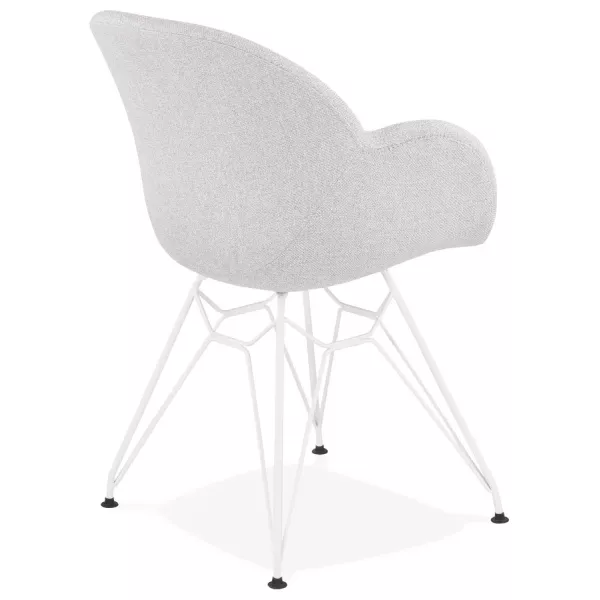 Silla de diseño de estilo industrial TOM en tejido metálico pintado en blanco (gris claro) asociarse con Sillas de jardín resist