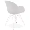 Silla de diseño de estilo industrial TOM en tejido metálico pintado en blanco (gris claro) asociarse con Sillas de jardín resist