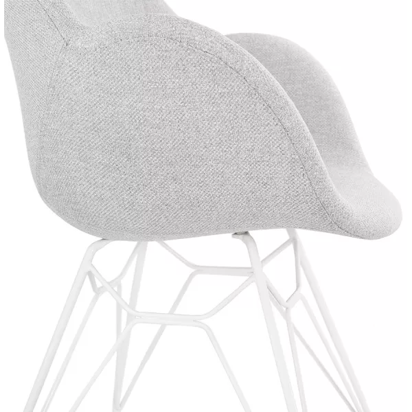 Chaise design style industriel TOM en tissu métal peint blanc (gris clair) à associer à Chaises En Rotin Pour Un Style Naturel