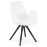 Chaise design scandivave avec accoudoirs ARUM pieds bois couleur noire (blanc)