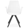 Chaise design scandivave avec accoudoirs ARUM pieds bois couleur noire (blanc)